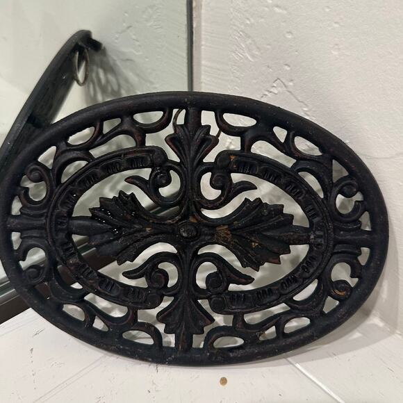 Vintage Black Cast Iron Oval Trivet with Scroll Motif - Picture 1 of 7
